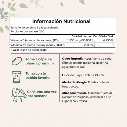 Sinergia D3 + K2 Longevidad Activa